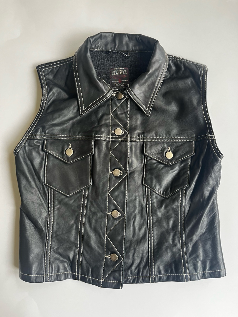 Vintage GAP Black Leather Vest with Knit Back